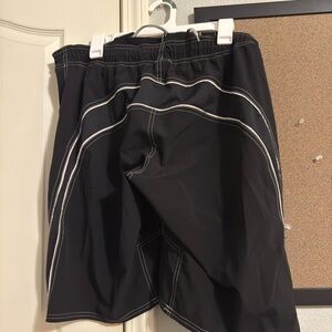 The North Face Men's Black Athletic Shorts with White Stitching